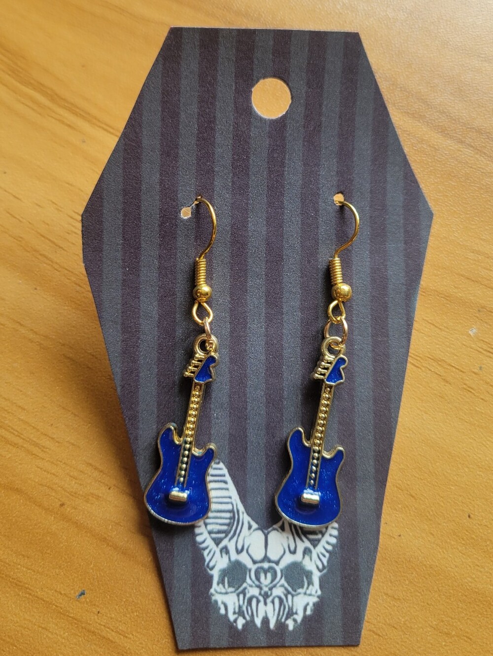 💀NEW💀 Hand Crafted Blue Electric Guitar Dangle Earrings